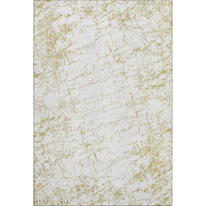 HomeRoots 8' X 10' Gold and Ivory Abstract Area Rug - Washable, UV-Protected, Stain-Resistant for Modern Homes 651074