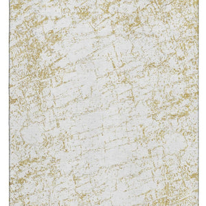 HomeRoots 8' X 10' Gold and Ivory Abstract Area Rug - Washable, UV-Protected, Stain-Resistant for Modern Homes 651074