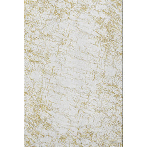 HomeRoots 8' X 10' Gold and Ivory Abstract Area Rug - Washable, UV-Protected, Stain-Resistant for Modern Homes 651074