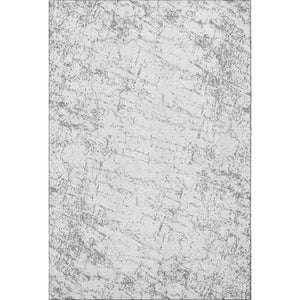 HomeRoots 5' X 8' Gray And Ivory Abstract Washable Area Rug – Stylish, Durable, UV-Protected for Modern Homes 651078