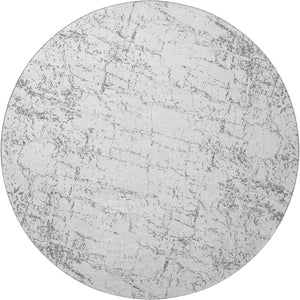 HomeRoots 8' Gray And Ivory Abstract Round Rug – Washable, UV Protected, Stain Resistant for High-Traffic Areas 651079