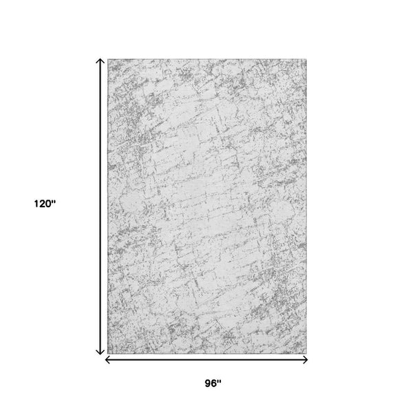 HomeRoots 8' X 10' Gray And Ivory Abstract Washable Area Rug - Stain Resistant, UV Protected, Durable Design 651080