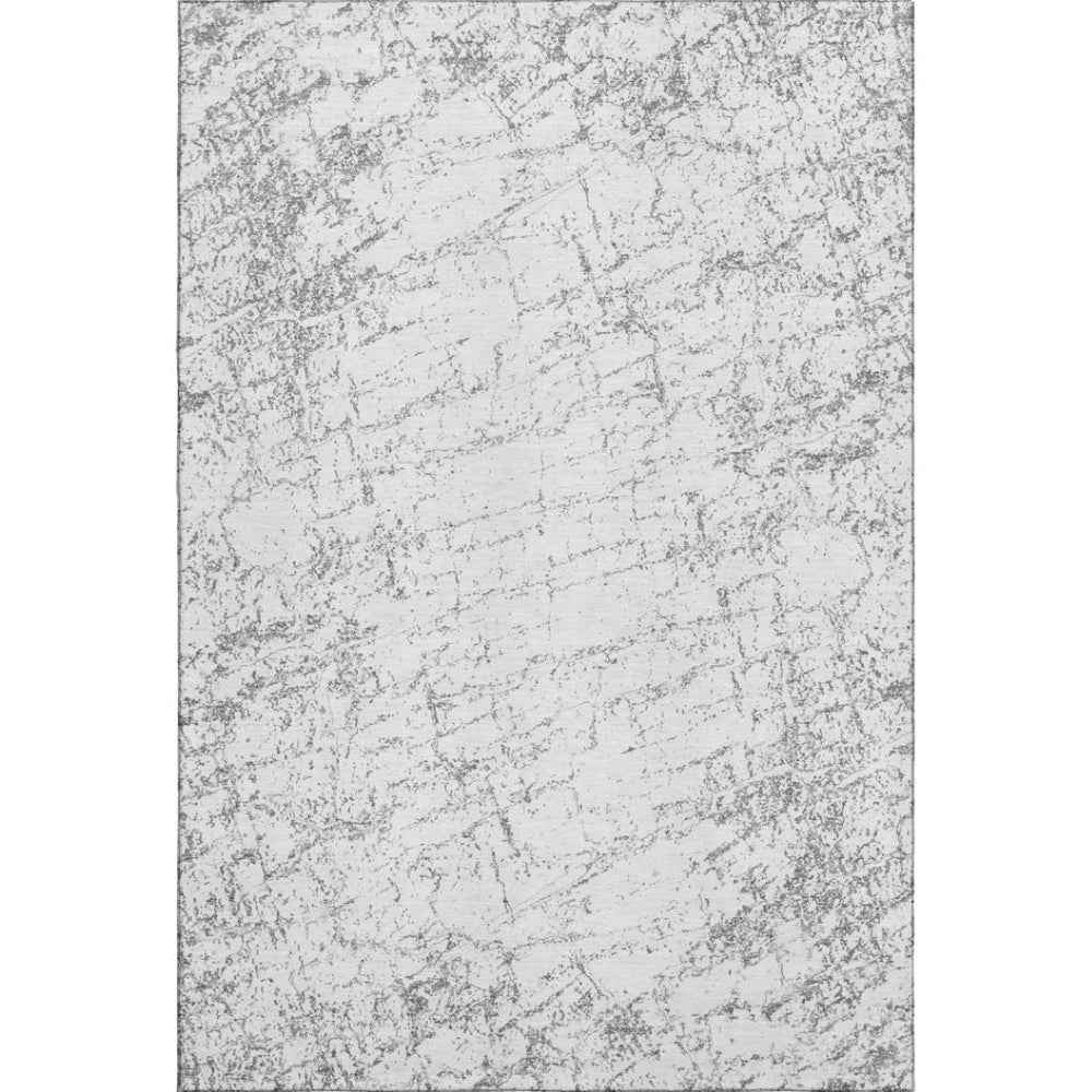 HomeRoots 9' X 12' Gray and Ivory Abstract Washable Area Rug with UV Protection for Stylish, Family-Friendly Living 651081