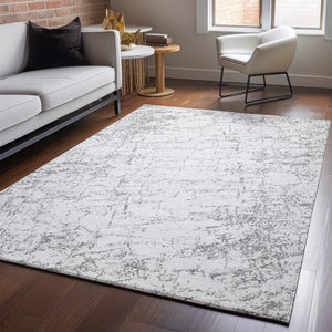 HomeRoots 10' Gray and Ivory Abstract Washable Area Rug - UV Protected, Durable, Stain Resistant, Modern Design 651082