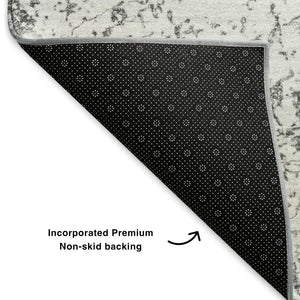 HomeRoots 10' Gray and Ivory Abstract Washable Area Rug - UV Protected, Durable, Stain Resistant, Modern Design 651082