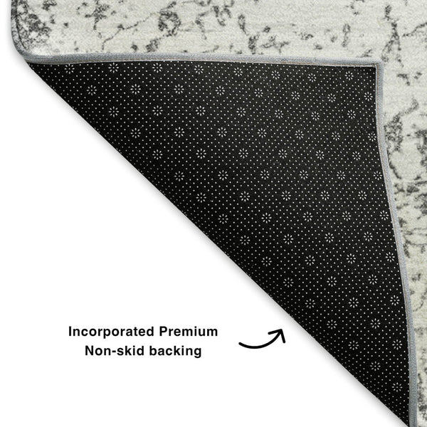 HomeRoots 10' Gray and Ivory Abstract Washable Area Rug - UV Protected, Durable, Stain Resistant, Modern Design 651082