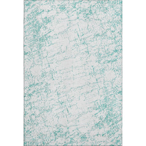 HomeRoots 8' X 10' Teal and Ivory Abstract Area Rug - Washable, UV-Protected, Durable, Pet-Friendly Design 651086
