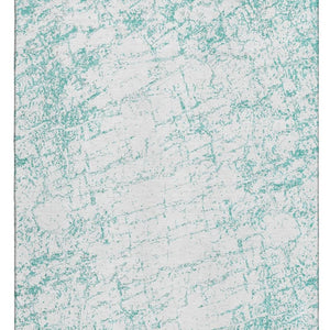 HomeRoots 8' X 10' Teal and Ivory Abstract Area Rug - Washable, UV-Protected, Durable, Pet-Friendly Design 651086