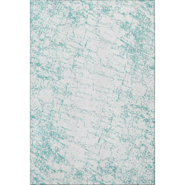HomeRoots 10' X 14' Teal & Ivory Abstract Area Rug – Stylish, Washable, UV-Protected, Perfect for High-Traffic Spaces! 651088