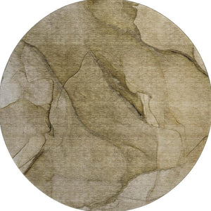 HomeRoots 8' Washable Round Rug in Brown, Ivory & Beige – Durable, UV-Protected, Stylish for Any Space! 651091