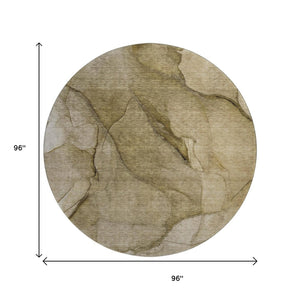 HomeRoots 8' Washable Round Rug in Brown, Ivory & Beige – Durable, UV-Protected, Stylish for Any Space! 651091
