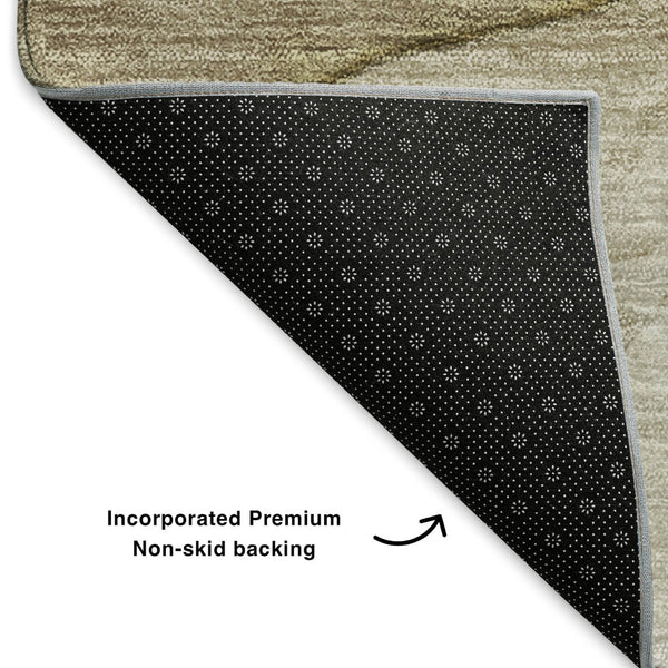HomeRoots 9' Modern Abstract Washable Area Rug in Brown, Ivory & Beige - UV Protected, Stain Resistant Design 651093