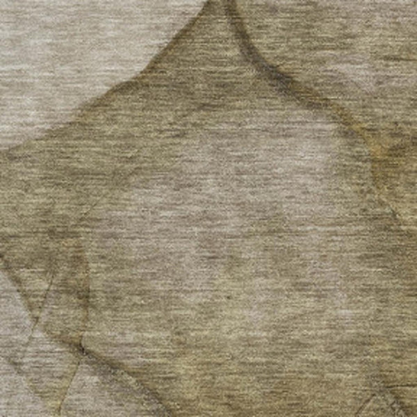 HomeRoots 9' Modern Abstract Washable Area Rug in Brown, Ivory & Beige - UV Protected, Stain Resistant Design 651093