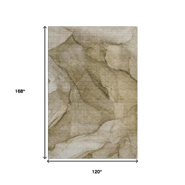 HomeRoots 10' X 14' Contemporary Abstract Washable Area Rug – Stain-Resistant, UV Protected, Durable Design 651094