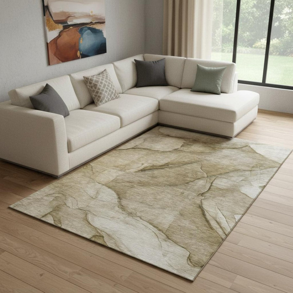 HomeRoots 10' X 14' Contemporary Abstract Washable Area Rug – Stain-Resistant, UV Protected, Durable Design 651094