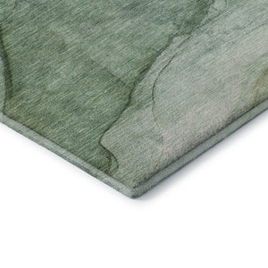 HomeRoots 8' Green and Ivory Abstract Round Rug – Washable, UV Protected, Durable Design for High-Traffic Areas! 651097