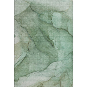 HomeRoots 8' X 10' Green And Ivory Abstract Washable Area Rug - Durable, UV Protected, Perfect for High-Traffic Spaces! 651098