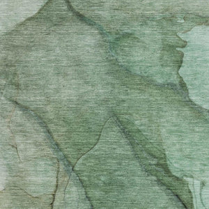 HomeRoots 9' X 12' Green and Ivory Abstract Washable Area Rug – UV Protected, Stain Resistant, Easy Care Design 651099