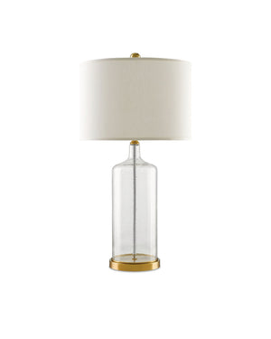 Currey & Company Hazel Seeded Glass Table Lamp with Brass Accents for Bedside or Living Room Decor 6510
