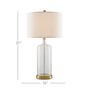 Currey & Company Hazel Seeded Glass Table Lamp with Brass Accents for Bedside or Living Room Decor 6510