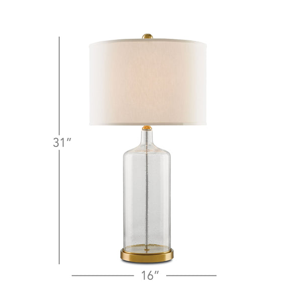Currey & Company Hazel Seeded Glass Table Lamp with Brass Accents for Bedside or Living Room Decor 6510