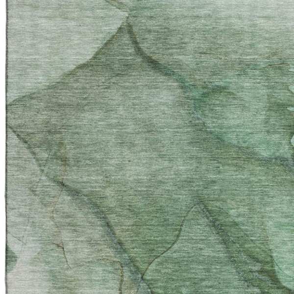HomeRoots 10' X 14' Green and Ivory Abstract Area Rug - Washable, UV Protected, Stain Resistant for Modern Spaces 651100