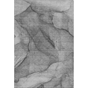 HomeRoots 5' X 8' Gray and Ivory Abstract Washable Area Rug – UV Protected, Stain-Resistant, Modern Design 651102