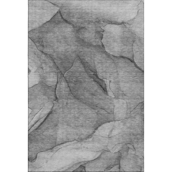 HomeRoots 5' X 8' Gray and Ivory Abstract Washable Area Rug – UV Protected, Stain-Resistant, Modern Design 651102