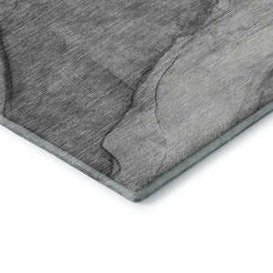 HomeRoots 5' X 8' Gray and Ivory Abstract Washable Area Rug – UV Protected, Stain-Resistant, Modern Design 651102