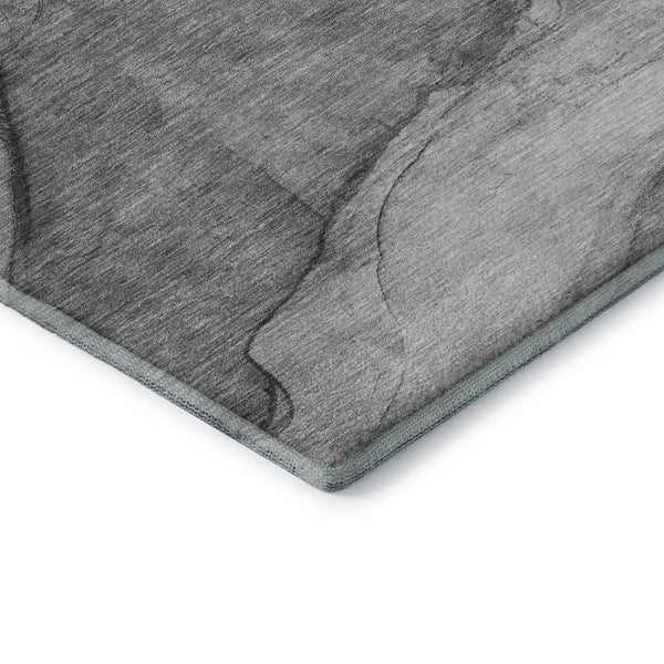 HomeRoots 5' X 8' Gray and Ivory Abstract Washable Area Rug – UV Protected, Stain-Resistant, Modern Design 651102