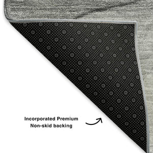 HomeRoots 9' X 12' Gray And Ivory Abstract Washable Area Rug - Durable, UV Protected, Perfect for High-Traffic Spaces 651105