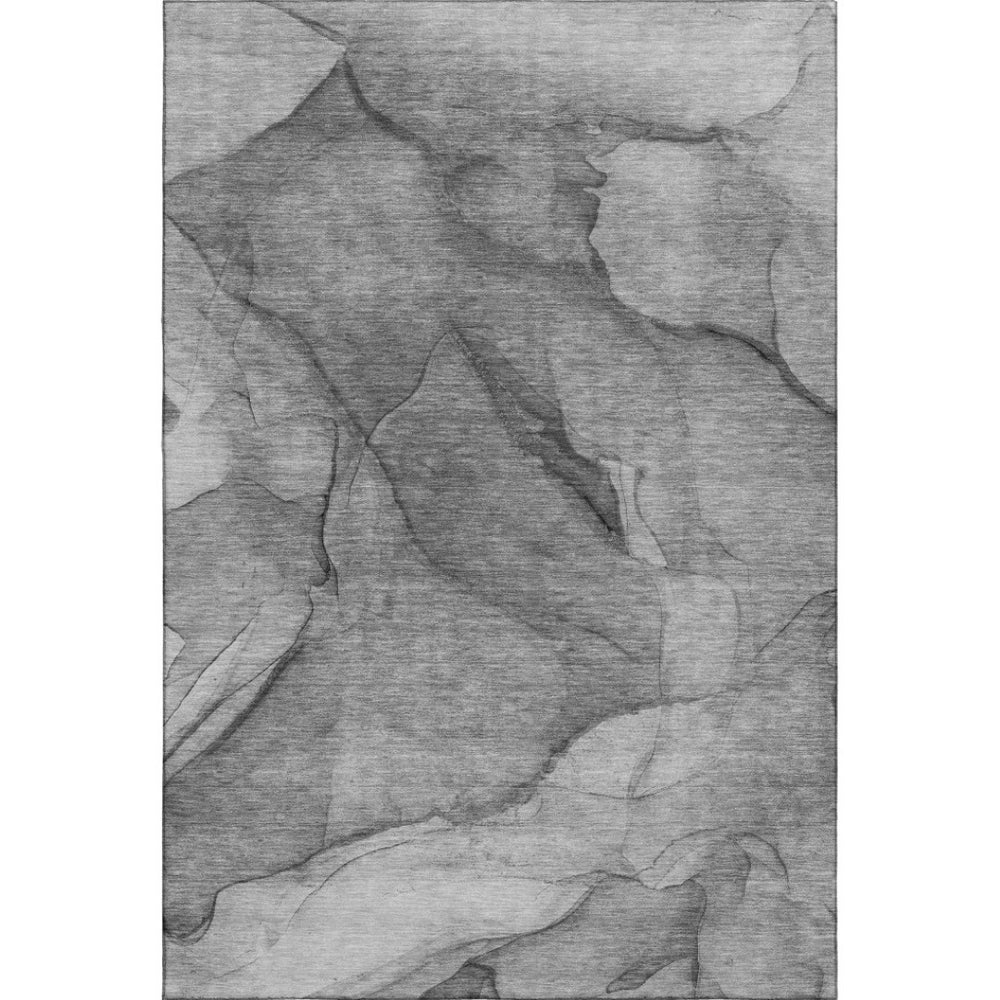 HomeRoots 10' X 14' Stylish Gray & Ivory Abstract Area Rug – Washable, UV-Protected, Perfect for High-Traffic Areas 651106