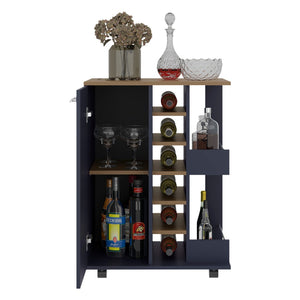 English Elm Kronos Two-tone Bar Cabinet with Bottle Racks for Kitchen or Dining Room Storage B062P389915