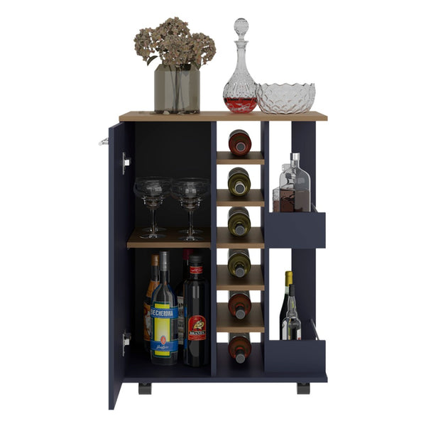 English Elm Kronos Two-tone Bar Cabinet with Bottle Racks for Kitchen or Dining Room Storage B062P389915