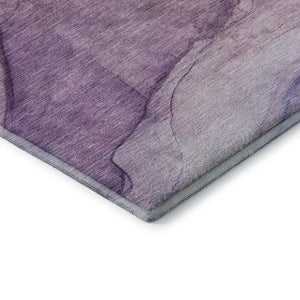 HomeRoots 8' Purple and Ivory Abstract Round Rug - Durable, Washable, UV Protected for High-Traffic Areas 651109