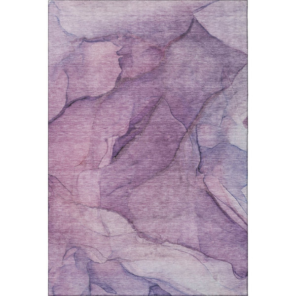 HomeRoots 9' X 12' Purple and Ivory Abstract Area Rug - Modern, Washable, Stain-Resistant with UV Protection 651111