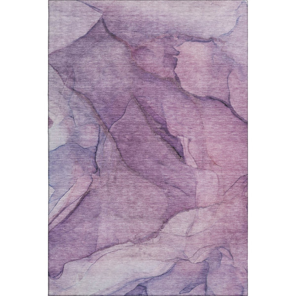 HomeRoots 9' X 12' Purple and Ivory Abstract Area Rug - Modern, Washable, Stain-Resistant with UV Protection 651111