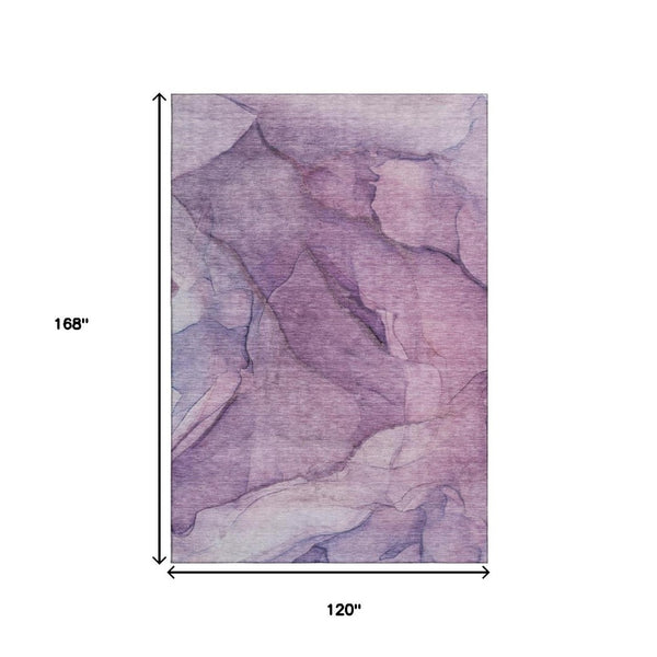 HomeRoots 10' X 14' Purple And Ivory Abstract Area Rug - Washable, UV Protected, Stain Resistant for All Spaces 651112