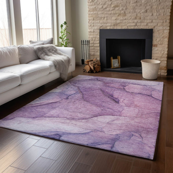 HomeRoots 10' X 14' Purple And Ivory Abstract Area Rug - Washable, UV Protected, Stain Resistant for All Spaces 651112