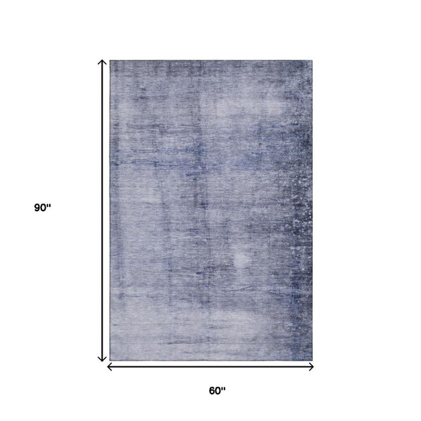 HomeRoots 5' X 8' Navy Blue & Ivory Abstract Area Rug - Durable, Washable with UV Protection for Busy Homes 651114