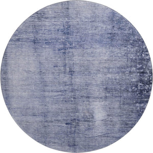 HomeRoots 8' Navy Blue Abstract Round Rug - Washable, UV Protected, Durable Design for High-Traffic Areas 651115