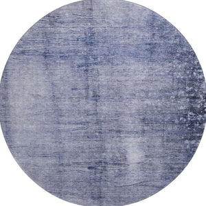 HomeRoots 8' Navy Blue Abstract Round Rug - Washable, UV Protected, Durable Design for High-Traffic Areas 651115