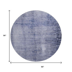 HomeRoots 8' Navy Blue Abstract Round Rug - Washable, UV Protected, Durable Design for High-Traffic Areas 651115
