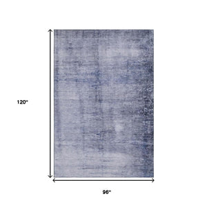 HomeRoots 8' X 10' Navy Blue & Ivory Abstract Area Rug - Washable, UV Protected, Ideal for Busy Homes! 651116