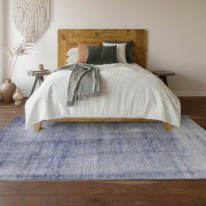 HomeRoots 9' X 12' Navy Blue & Ivory Abstract Area Rug - Washable, UV-Protected, Durable & Stylish for Homes 651117