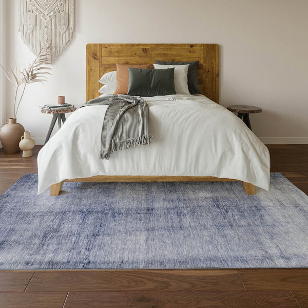 HomeRoots 9' X 12' Navy Blue & Ivory Abstract Area Rug - Washable, UV-Protected, Durable & Stylish for Homes 651117