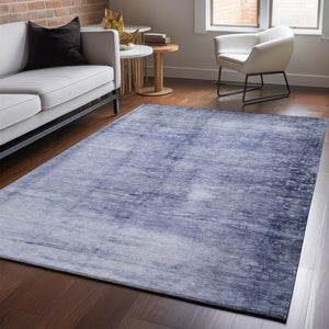 HomeRoots 10' X 14' Navy Blue And Ivory Abstract Washable Area Rug - Durable, Stylish, UV Protected for Homes 651118