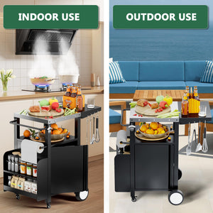 English Elm Outdoor Grill Cart With Storage – Versatile Bbq Kitchen Island, Mobile Prep Station, Weather-Resistant T3210P391495