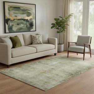 HomeRoots 5' X 8' Stylish Taupe & Beige Abstract Washable Area Rug with UV Protection for Family Spaces 651120
