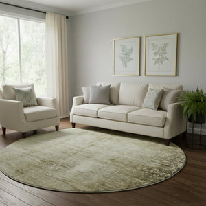 HomeRoots 8' Taupe and Beige Abstract Washable Round Rug with UV Protection – Durable, Stylish & Easy-Care! 651121